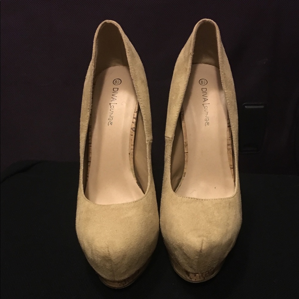 Suede beige heels